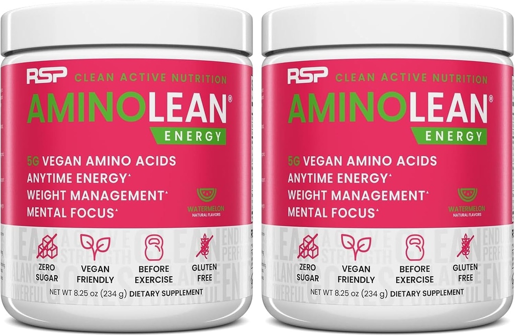 RSP NUTRITION AminoLean Pre Workout Powder, Amino Energy & Weight Management dengan BCAA Amino Acids & Natural Caffeine, Pretraining Boost for Men & Women, 30 Serv (Paket 2)