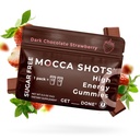 SGC Highest Concentration 100mg Caffeine per Gummy, 2 Gummies per Pack, 6-Pack Mocca Shots Sugar- Free Strawberry Plant - Based nootropic Instant Energy dengan Ginkgo Biloba, Theobromine.