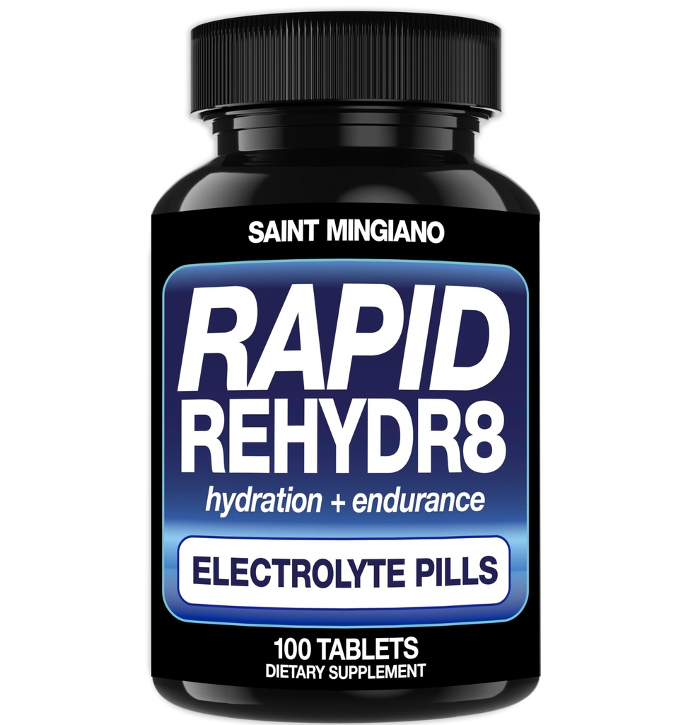 Rapid Rehyd8 Electrolite Tablet 100 Capsules - Hidration Pills in The Prevention of Cramp and Supports Muscle Endurance and Recovery - 100 Easy to Swallow Capsules