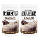 NaturesPlus SPIRU TEIN, Chocolate - 1.05 lbs, Pack of 2 - Plant-Based Protein Shake - Non-GMO, Vegetarian, Gluten Free - 34 Total Servings