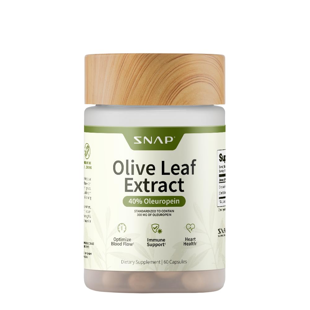 Suplemen Saraf Zaitun Leaf Ekstrak Kasules - Super Kekuatan 40% Oleuropein untuk Dukungan Darah, Menimbulkan Gangguan, Tambahan Boost Antioksidant, Peningkatan Fungsi Otak (60 Kapsul)