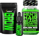 Beard Growth Kit w / Grow XXXL Beard Oil / Serum for Facsal Hair Growth for Men + Maximum Kekuatan 620000mcg 14 - 1 BIOTIN Pertumbuhan Rambut untuk Pria - Formulasi di Amerika