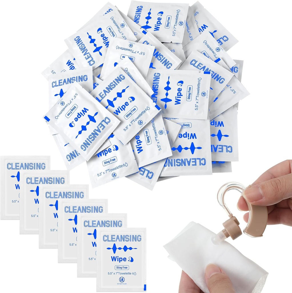 Timgle 200 Count Hearing Aid Wipes Individually Wrapped Cleaning Towelettes Phone Cleaning Wipes Laptop Wipes for Earwax Sweat Earmoft Earplugs di Ear Monitor Clean Removal