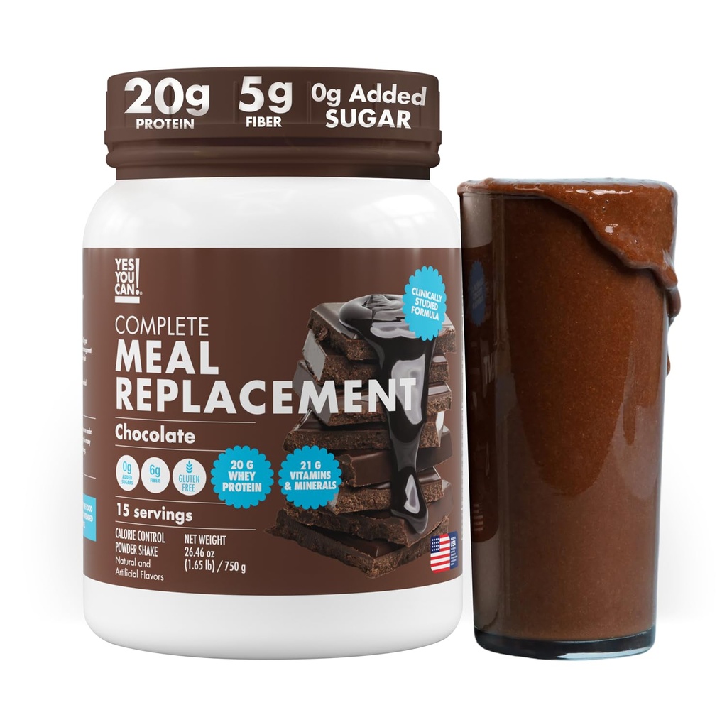 Ya Anda bisa! Penggantian Meal Shake - 20G Protein, 5G Fiber, 21 Vitamin & Minemins, 0G Diadded Sugar - Meal Replacement Protein Powder - Complete Alle-inone Nuteries - 15 Servings (Chocolate)