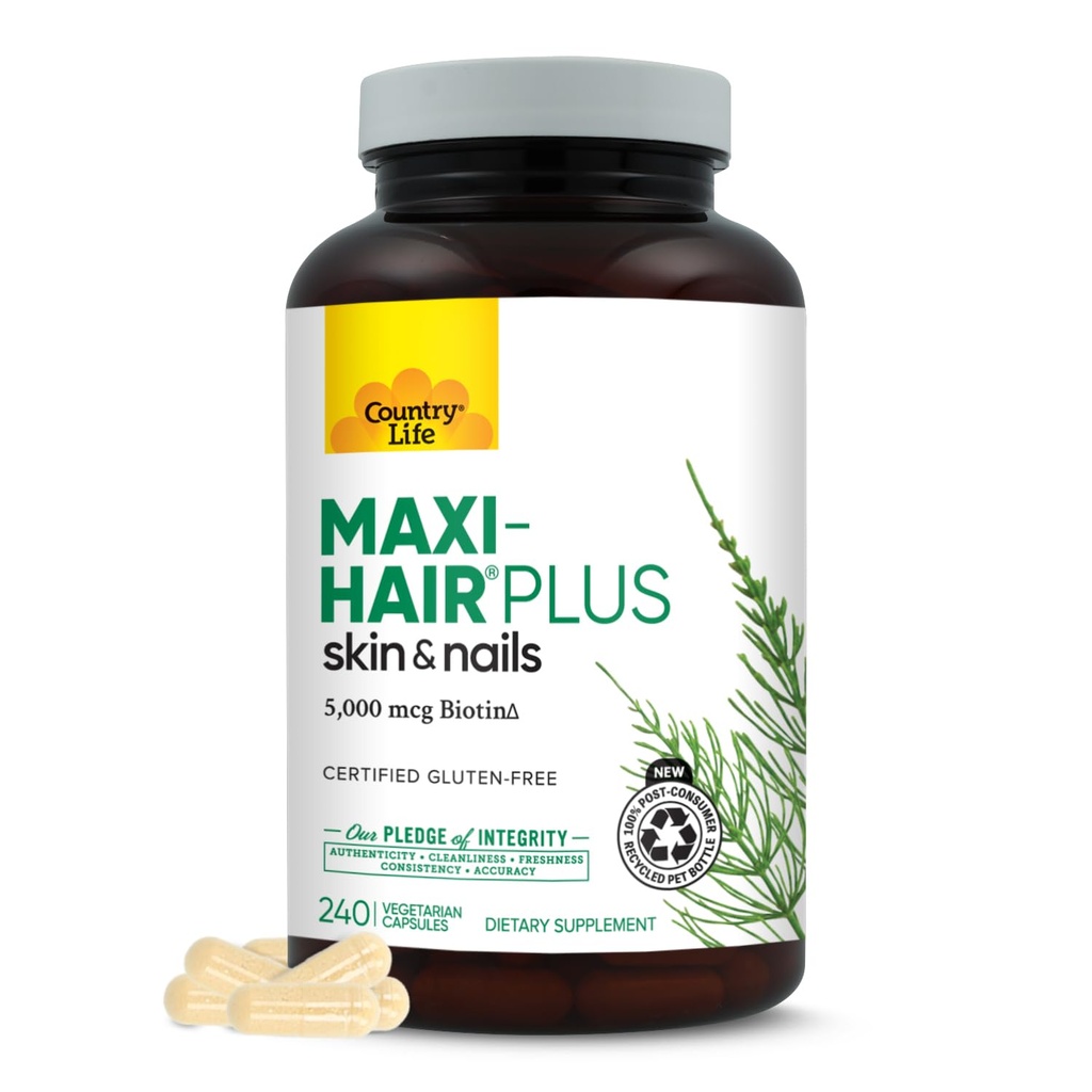 Country Life, Maxally-Hair Plus Biotin, Support Healthy Hair, Skin and Nails, Daily Supplemen, 240 ct