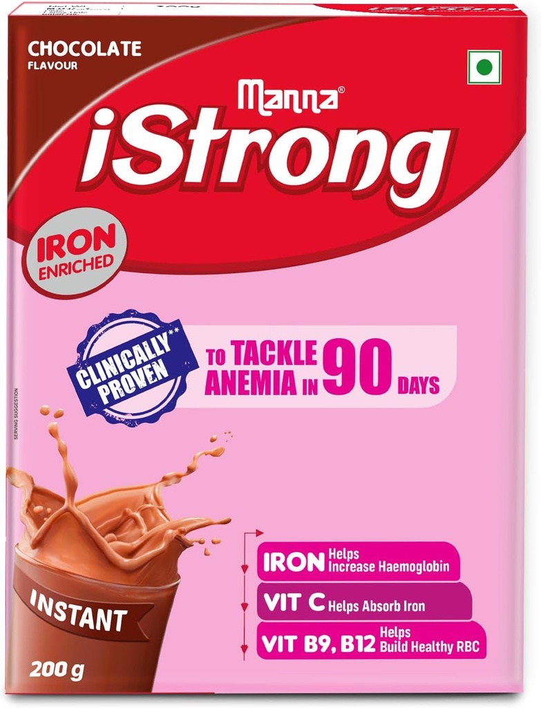 Manna i Strong 400g Iron Fortened Womens Health Drink (Chocolate) Iron Lock Formula dengan VIT C, B9, B12
