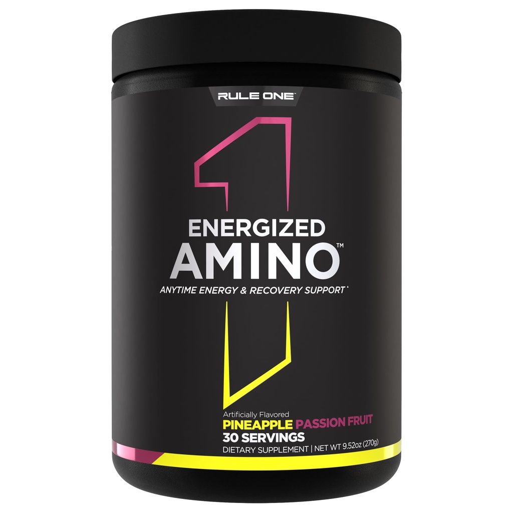 Aturan 1 Protein Energized Amino - Kapanpun Energi & Pemulihan Dukungan dengan BCAAs, Glutamine, Citrulline, Beta Alanine, Caffeine dari Green Coffee Extracts (30 Serving, Passionfruit Pineas)