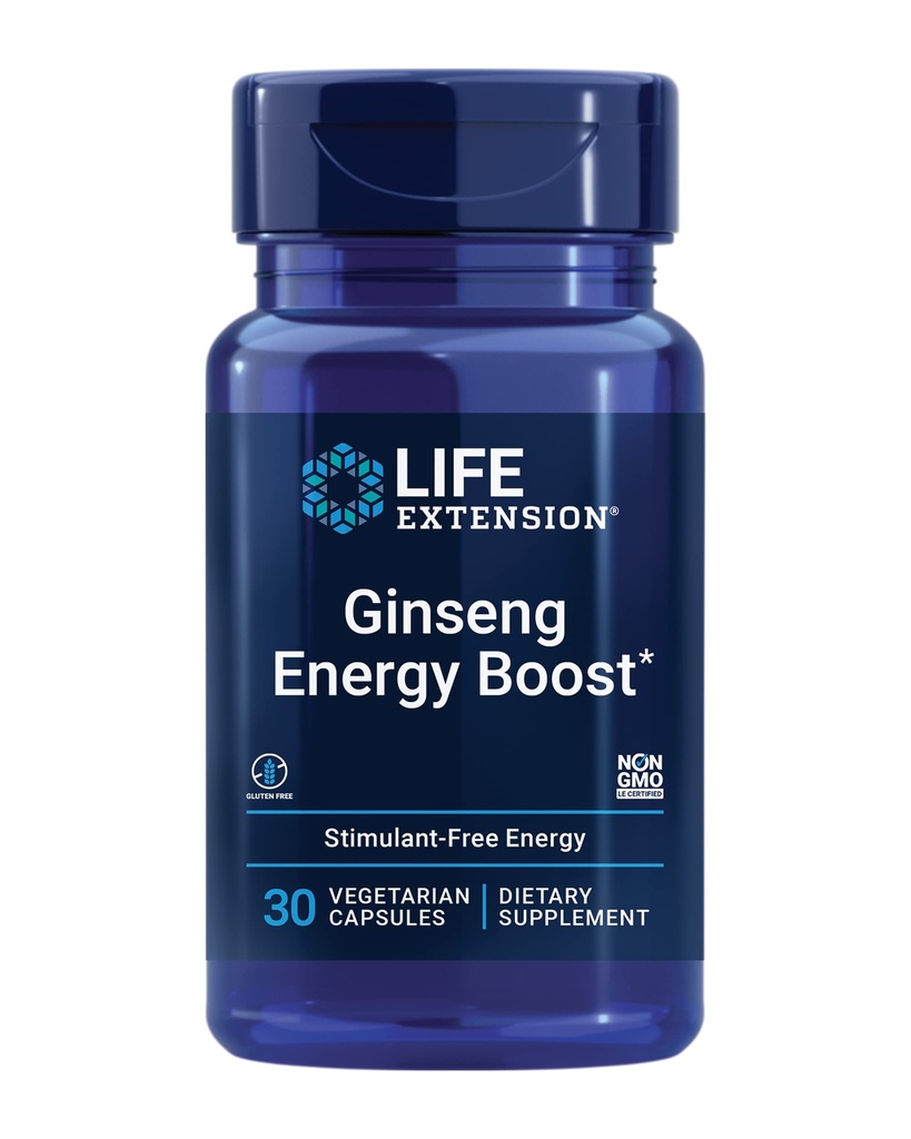 Ekstensi Hidup Ginseng Energi Boost, Dukungan Energi, Stress Management Sehat, Gluten- Bebas, Non- GMO, Vegetarian, 30 Kapsul