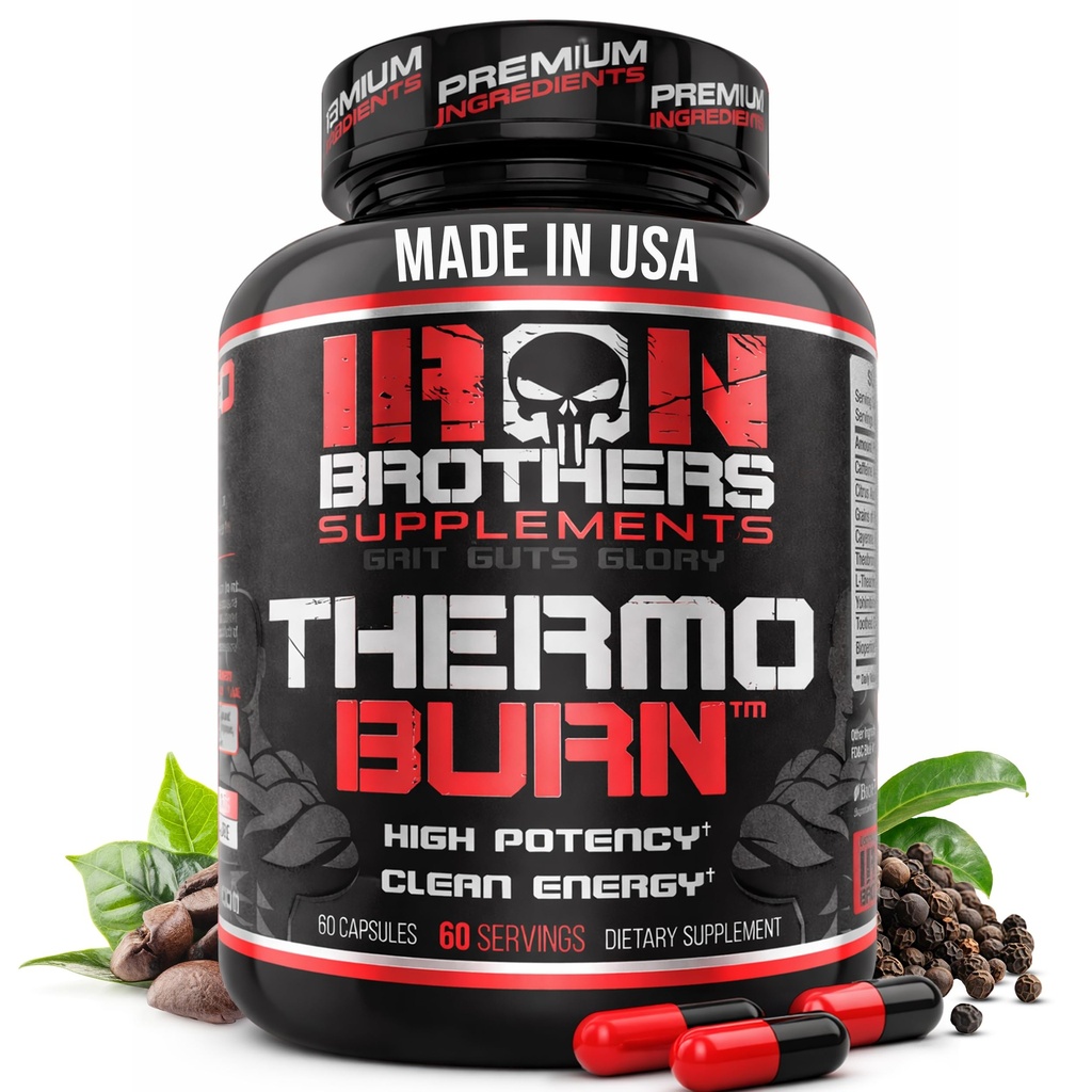 Iron Brothers Thermo Burn Hardcore Fat Burner - Tinggi Stim Thermogenic dengan Yohimbine HCI, Grains of Paradise & Caffeine - Metabolisme Booster & Appetite Control - 60 Capsules