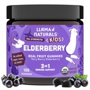 Llama Communials Elderberry Gummies for Kids, Vegan, Organic Immune Support with Vitamin C and Zinc, Toddler Real Fruit Vitamin for Immunity, Chewable, No Added Sugar Cane, 120 Ct