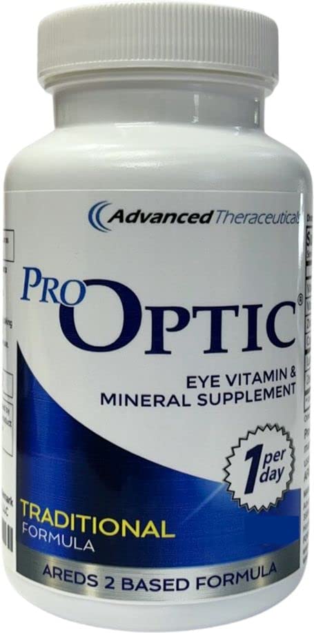 Pro-Optic Tradisional Formula Eye Supplemen - AREDS 2 Berdasarkan Dukungan Visi untuk Dewasa 50 + - 30 Kapsul, Persediaan 1 - Bulan - Lutein 10mg, Dalxanthin 2mg