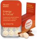 Mint Kafein Energi NeurroGum (144 Potongan) - Sugar Free with L-theanine + Natural Caffein B12 & B6 - Nootropic Energy & Focus Suplemen Perempuan & Pria - Keto & Vegan, Cinnamon Flavor