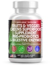 Clean Nutraceuticals Fruits and Vegies Supplement Reds & Green Superfood - Saldo atas lebih dari 70 Fruit & Vegetable Suplemen Capsules dengan Progories Previous Digetical Enzymes - 120 Ct USA