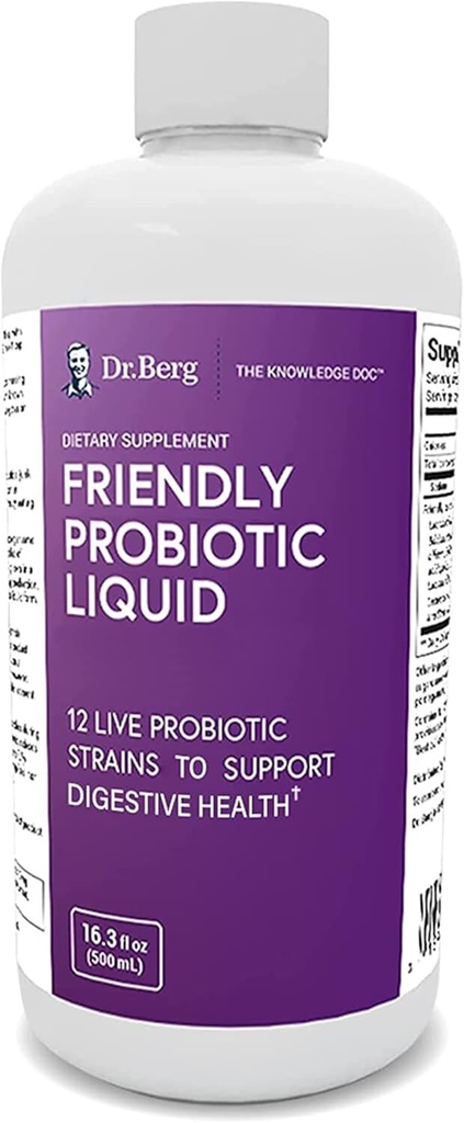 Dr. Berg 's Friendly Probiotic Liquid Supplement Drink Mix w / 12 Live Propocations Strains & Lactillus Acivoillus - Digetical Health, Imune System & Gut Dukungan untuk Perempuan & Anak-Anak & 1 Bulan