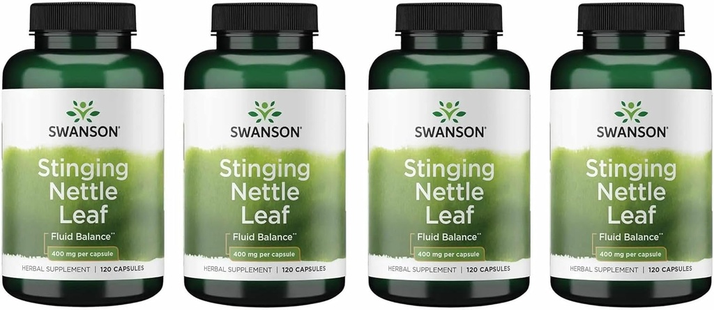Swanson Stinging Nettle Leaf (Urtica Dioica) - Herbal Supplement Primoting Urinary Tract & Respiratory Health Suram Balance - (120 Capsules) (4 Pack)