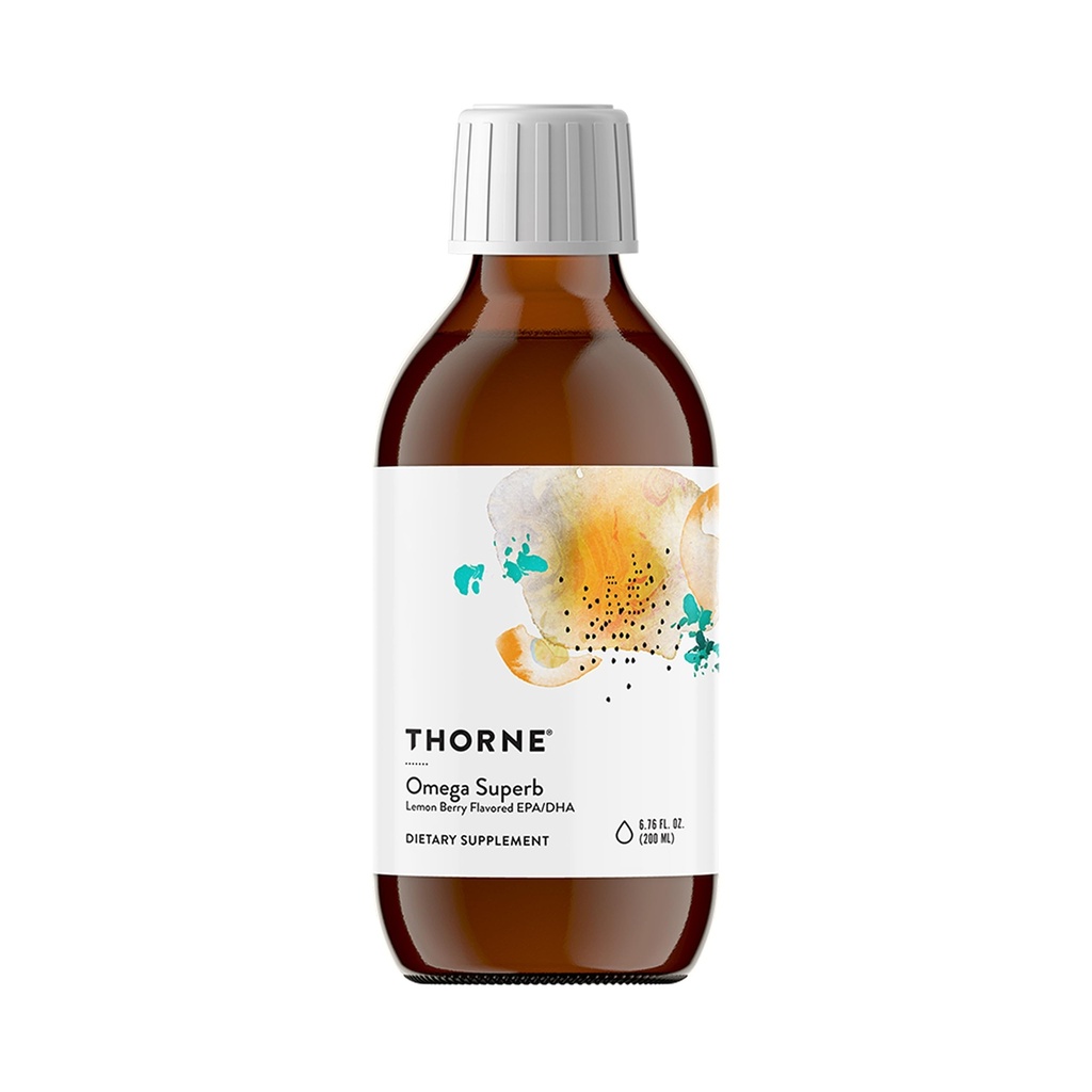 THORNE - Omega Superb - Easy Dosing Fish Oil Liquid with EPA and DHA * - Lemon Berry - 6.76 Fl Oz (200 ml)