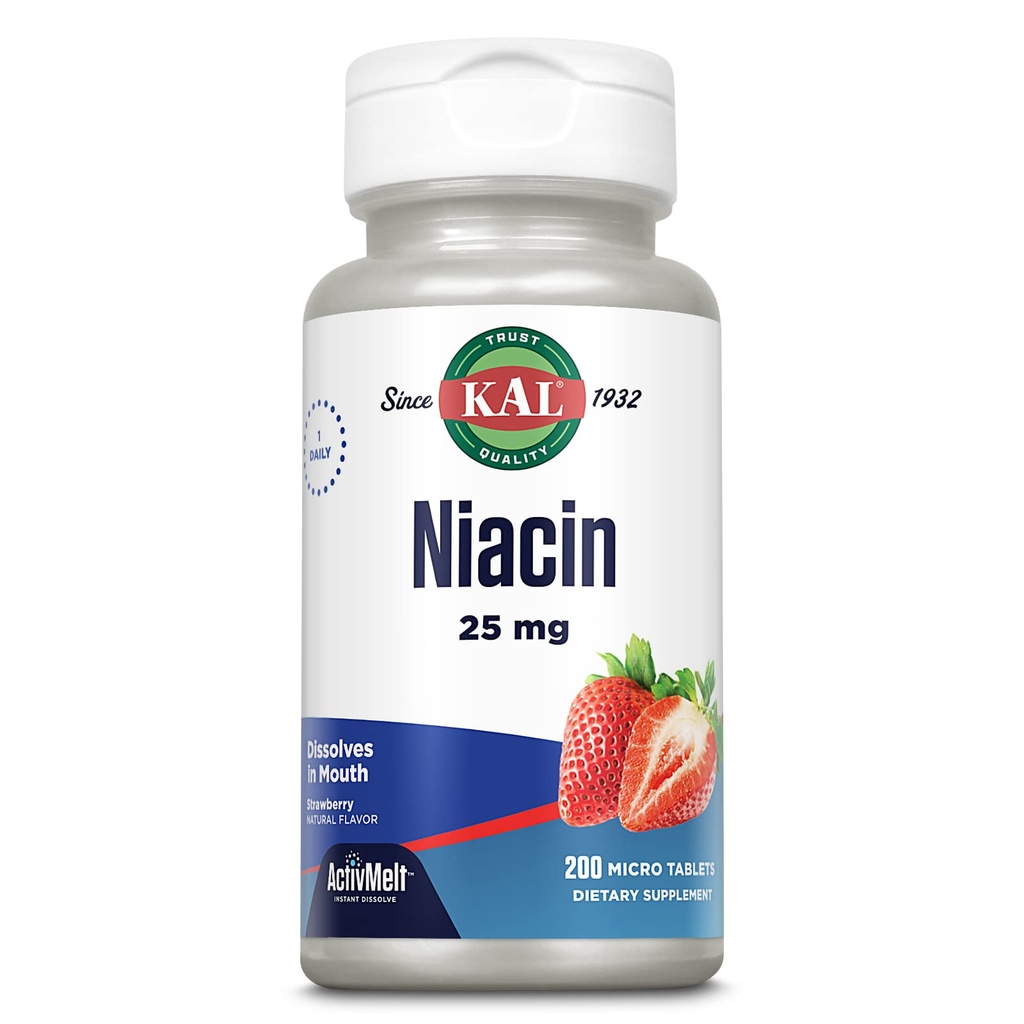 Kal 25 Mg Niacin Tablet, Strawberry, 200 Cacah