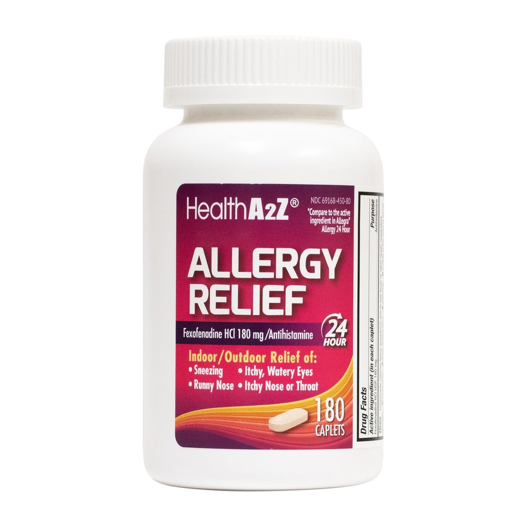 HealtA2Z ® Relief Allergy 124; Fexofenadine Hydrochloride 180mg 124; 180 Caplets 12.4; Antihistamin 124; 24- Hour Antihistamin untuk Allergy Relief 126; 180 Caplets / Outdoor Relief
