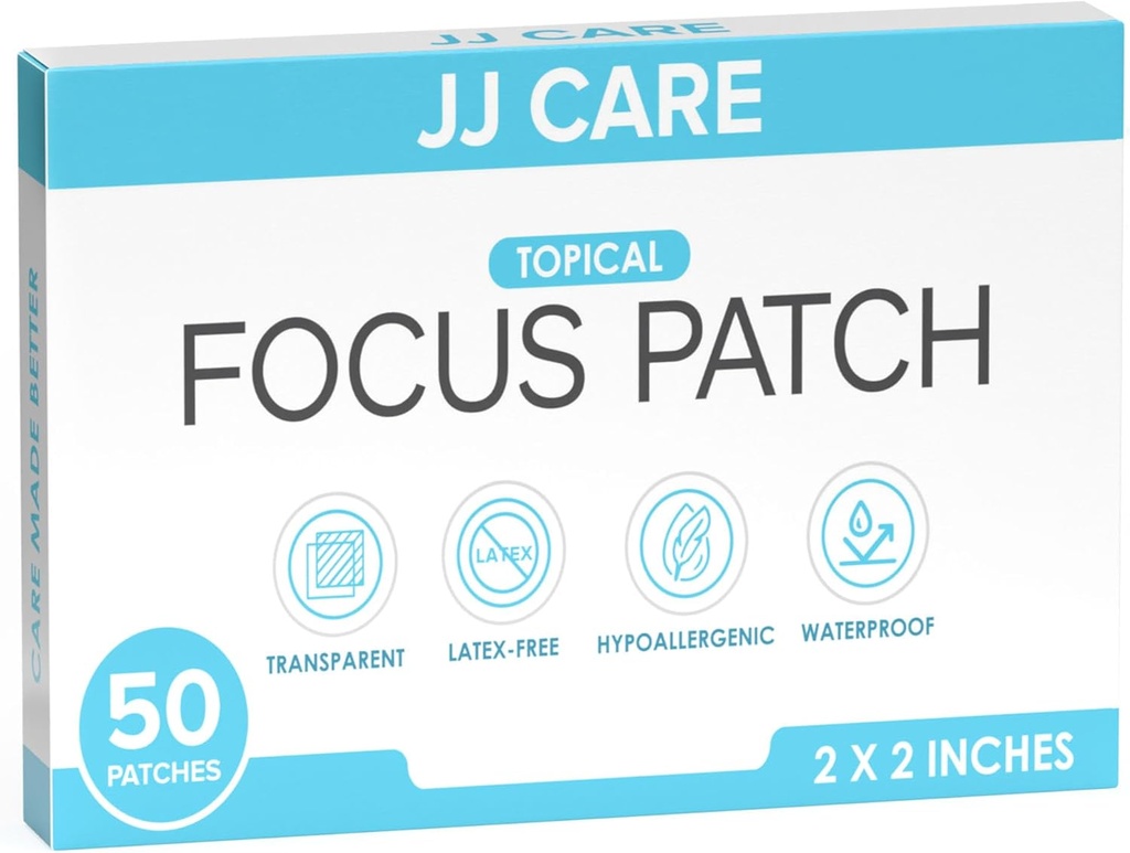 JJ CARE Focus Patch - Kemasan 50 All-Natural Focus Plus Patch untuk Orang dewasa, Dukung Konsentrasi, Fokus dan Memori Supply 124; 50 Hari Patch Otak