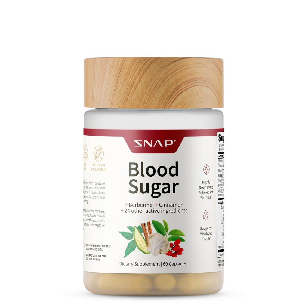 Suplemen Gula Darah Berberin, KoQ10, Cinnamon, Alpha Lipoic Acid dan Gymnema untuk mendukung Gula Darah Sehat, Kesehatan Metabolik dan Energi, Gula Bebas, 60 Kapsul