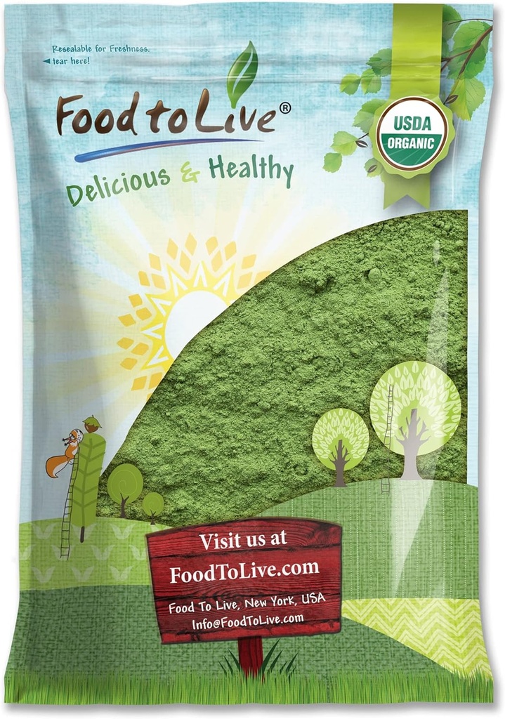 Serbuk SuperGreens Organik Bercampur, 6 Pounds - campuran Kale, Moringa, Spirulina, Popper Wheatgrass. Bukan-GMO, Murni, Vegan, Bulk. Kaya Antioksidan, Chlorophyll. Hebat untuk juice, Smoothies, Baking