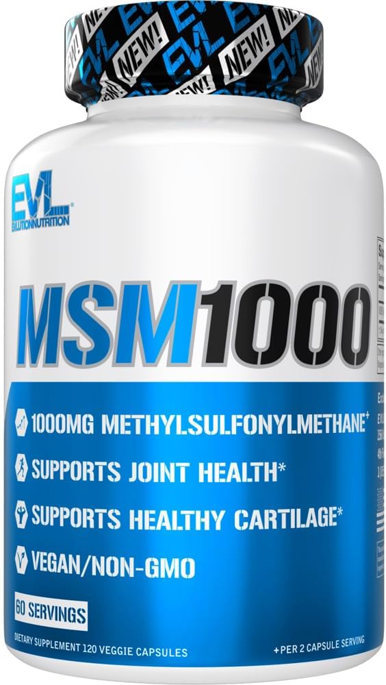 Pengungkapan Nuklir MSM100- 1000 MG Suplemen Methylsulfonymetana - Dukungan Kesehatan Gabungan - Tambahan tulang rawan - Vegan + Non- GMM Capsules - 60 Servis