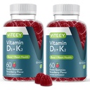 VITEEY Vitamin D3 K2 Gummies - 1000 IU Vitamin D3 dan K2 100mcg - Bone & Heart Health for Dewata dan Teens - Vegetarian, Gelatin Free, GMO Free - Tasty Chewable D3K2 Vitamin Strawberry Flavored Gummy