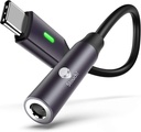 Stouchi USB C untuk 3.5mm Dongle Adapter, USB C to 3.5mm Headphone Jack HiFi DAC Compatible dengan iPhone 15 Pixel 8 7 / 6a / 6 / 5, iPad Mini 6, Samsung Galaxy S22 / S20 Plus Ultra, Catatan 20 / 10 - Grey