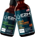 E2H: Cair Chlorophyll dan Cair Curcumin Turmeric 12.4; Vegan, Non-GMO - 2 Fl Oz Masing-masing (4 Fl Oz Total) - Bundle