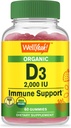 Wellyeah Vitamin D3 (50 mcg) Gummies - Support Bone, Muscle Strengity and Imunity - Non-GMO, Gluten Free - USDA Organik - Natural Flavors - 60 Gummies