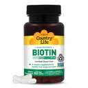Country Life Vitamin High Potency Biotin 10.000 mcg (10 mg), 60 Cacah - Suplemen untuk Rambut, Scalp & Nails - Disertifikasi Gluten Bebas