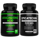 Asam arachidonic (150 Kapsul) - Suplai Otot dan Kekuatan untuk Massa Muscle & Recovery untuk Ekstrak Pria & Perempuan dan Epitatochin (60 Kasules) Mendukung Pompa Otot Lean & Gains - Non-GMO & Vegan