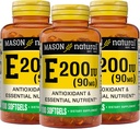 MASON NATURAL Vitamin E 90 mg (200 IU) - AntioksidanEssidanNUtrient, Healliane System, Skin and Eyes, Whole Body Supplemen, 100 Softgels (Paket 3)