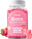 Gusi Minyak Benih Hitam dengan Biotin, Hamilune Dukungan Rambut Sehat & Skin & Nails untuk Perempuan dan Pria, Chlorofil, Zinc, Vitamin A, B6, B12, C, E, Vegan Suplemen - 60 Gummies
