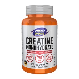 NOW Foods Sports Nutition, Creatine Monohydrate 750 mg, Mass Building * / Energy Production *, 120 Veg Capsules