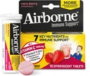 Vitamin C 1000mg (per Serving) - Airborne Sangat Berry Effervescent Tablet (10 Count in a Box), Gluten- Free Immune Supplemen, dengan Vitamin A C E, ZINC, Selenium, Echinacea & Ginger