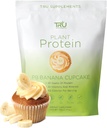 TRU Plant Based Protein Powder, BCAA, EAA, 20g Vegan Brown Rice & Pea Protein, 100 Calories, 27 Vitamin, Tidak ada Flavors Artificial 25 (Peanut Butter Banana Cupcake)
