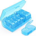 AUVON XL Weekly Pill Organizer 2 Kali sehari, Pill Box 7 Hari dengan Pembuka Besar Satu-Sisi untuk Mudah digunakan, Kasus Pil AM Biru PM untuk Obat, Vitamin, Minyak Ikan, Suplemen