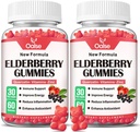 Mitos Elderberry untuk Anak-anak dan Dewasa - Sambucus Black Elderberry Gummies + Zinc dan Vitamin C & D3 Dukung Imune Energy Dental Health [60 Count (Paket 2)]