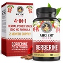 Kebahagiaan Kuno Berberine HCL 1200 mg dengan Cinnamon Ceylon, Bitter Melon, dan Green Tea Extract - 120 Capsules