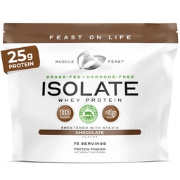 Muscle Feast Grass- Fed Whey Protein Isolat, All Natural Hormone Free Hormone Raised, Whiy Isolate Protein Powder for Men and Women, Clean, Gluten- Free, Deticious Isolate Protein - Chocolate, 5lb