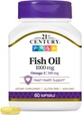21 Century Minyak ikan 1000 Mg Softgels, 60 Count (Paket 2)