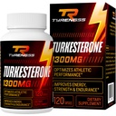 Testosterone Booster, Turketeron Suplemen 1300mg Ultra Kekuatan Tinggi (Ajuga Turketanica Ekstraksi St.to 20% Testosteron), untuk Atletic Performance & Muscle Mass, 120 Capsules