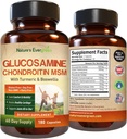 Glucosamin Chondroitin MSM dengan Turmeric & Boswellia Suplemen 124; Dukungan Bersama Glucosamin Sulfate 1500mg; Gabungan Kesehatan Chondroitin Sulfate MMS untuk Perempuan & Pria - 180 Capsules