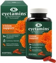 eyetamins Vision Support - 60 Capsules 'Ophtalmologist- Formulations - 2X Lutein dan Hobxanthin dari Leading Brands - Plands - Berdasarkan, Natural - Vegan dan Non-GMO Formula (60 Count)