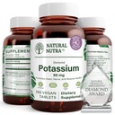 Natural Nutra Potasium Gluconate 99 mg Dietary Supplemen - Promotes Energy, Helling Boost Nervous System, Promotes Heart Health, Mineral Regulasi, Fungsi Muscle - 250 Vegan Tablet