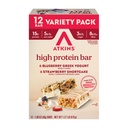 Atkins Blueberry Greek Yogurt & Strawberry Shortcake High Protein Bar, High Fiber, Keto Friendly, 12 Bar Each Flavor)