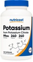 Nutricost Potasium Citrate 99mg, 240 Capsules - Gluten Free, Non- GMO
