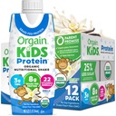 Orgain Orgaic Kids Nutorious Protein Shake, Vanilla, Snack Anak Sehat, 8g Dairy Protein, 3g Fiber, 22 Vitamin & Mineces, bahan kedelai, Gluten Free, Non-GMO, 8.25 Fl Oz (Paket 12)