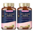 Totaria Inositol Suplemen untuk Perempuan dengan Vitamin D3, Folate, 40: 1 Rasio Myo- Inositol & D-Chiro Inositol Kompleks, (Vitamin B8) Inositol Capsules, Paket 2